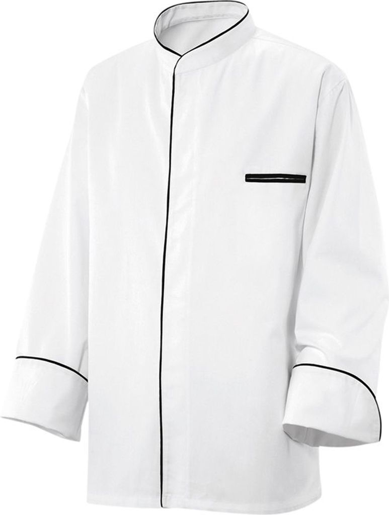 Kochjacke langarm, Fb. weiss, mit Paspel schwarz, Gr. S : S : weiß : 100% Baumwolle 230 g/m² (15)