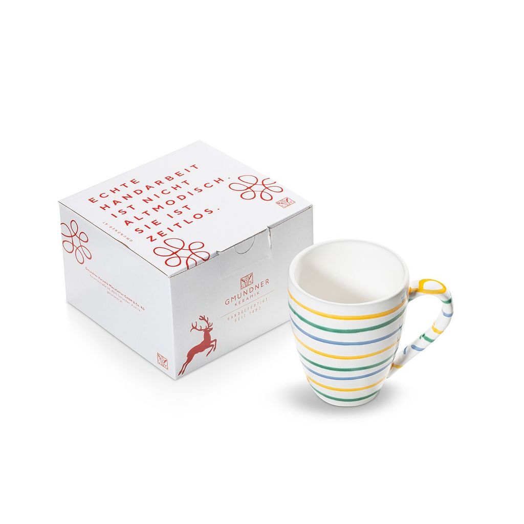 Gmundner Keramik Buntgeflammt Frühstücksbecher 0,3 ltr. im Karton