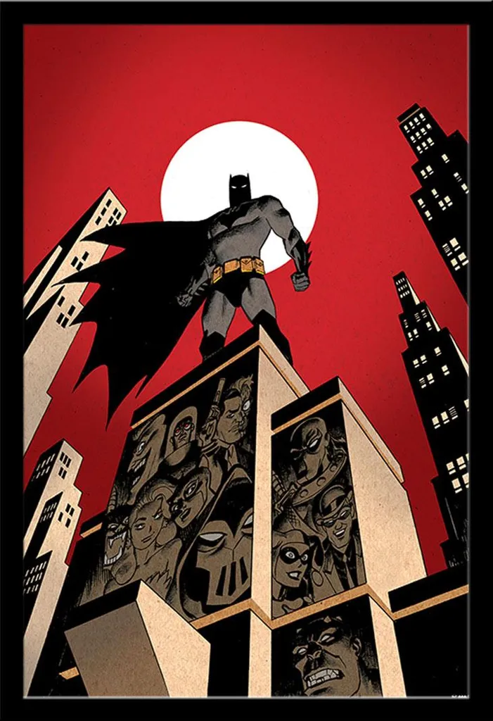 Quadro Batman Villain Skyline 61x91,5 Cornice MDF Nera Shinsuke