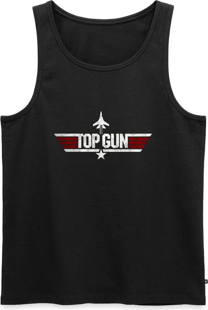 Spreadshirt Top Gun Jet Logo Used Look Männer Premium Tank Top, XXL, Schwarz