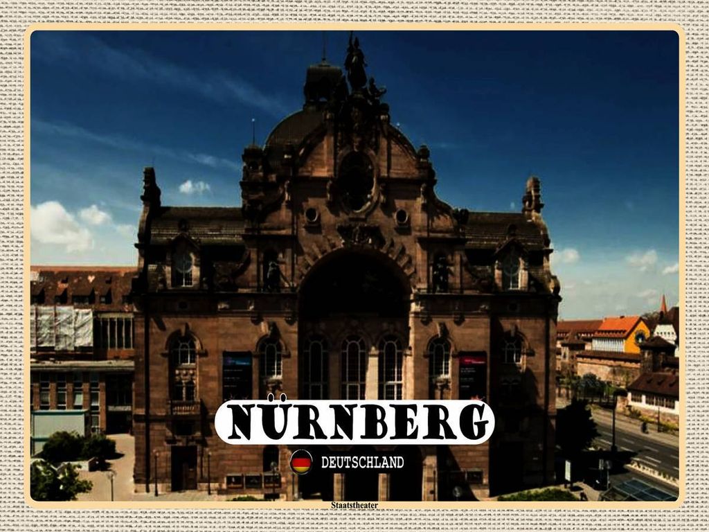 vianmo Holzschild 30x40 cm Nürnberg Staatstheater Gebäude Bildmotiv Reisemotiv Abenteuer Reisen