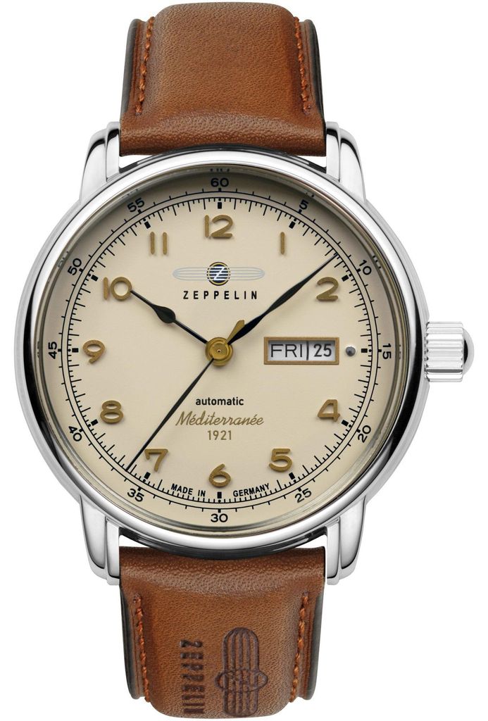 ZEPPELIN 9664-5 Uhr Herrenuhr Lederarmband Datum braun