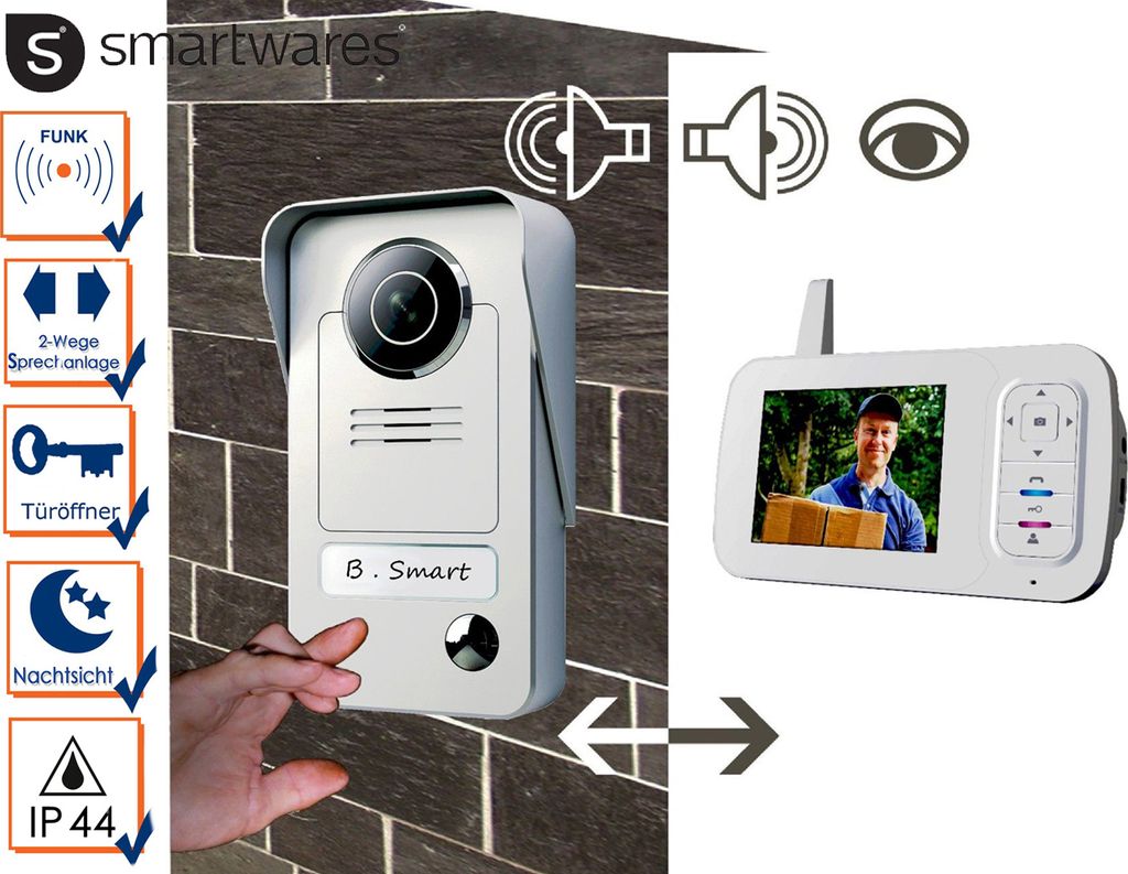 Smartwares VD38W Drahtlose Videotürsprechanlage, 8,89 cm Produktbild 