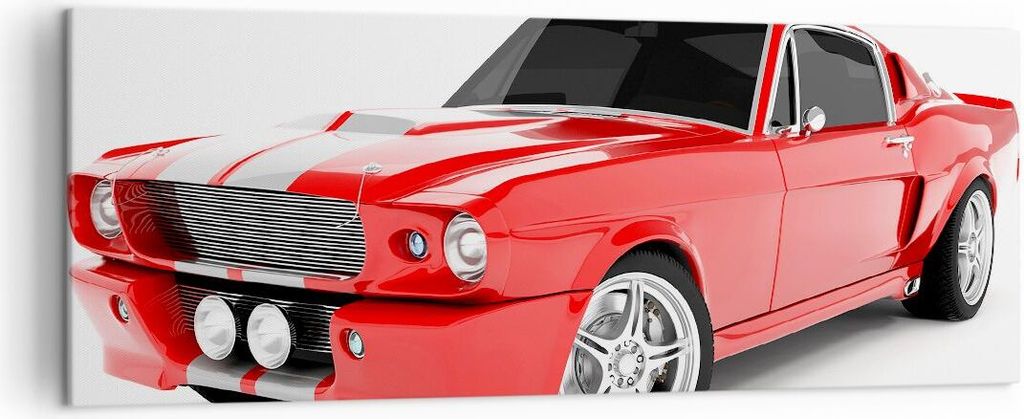 Bild auf Leinwand - Leinwandbild - Sport Geschwindigkeit Auto Chrom - 140x50cm - Wand Bild - Wanddeko - Leinwanddruck - Bilder - Kunstdruck - Leinw...