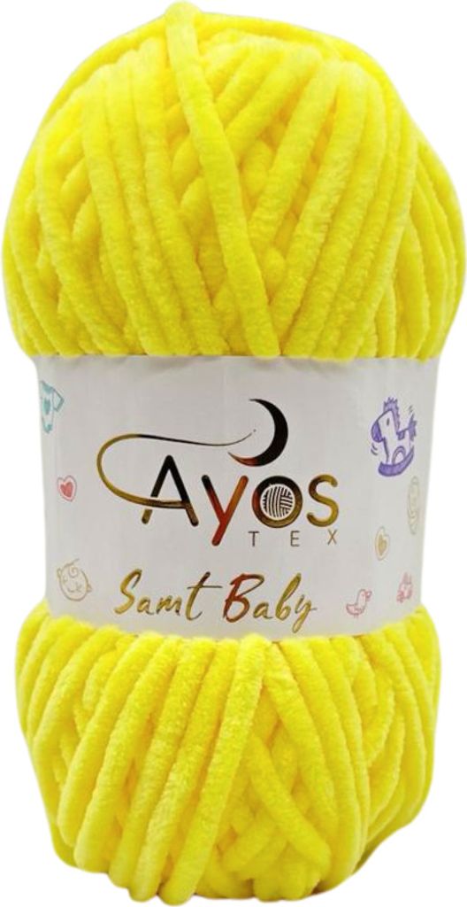 Ayos Samt Baby 14 Gelb Chenillegarn Strickgarn Babywolle Produktbild 1