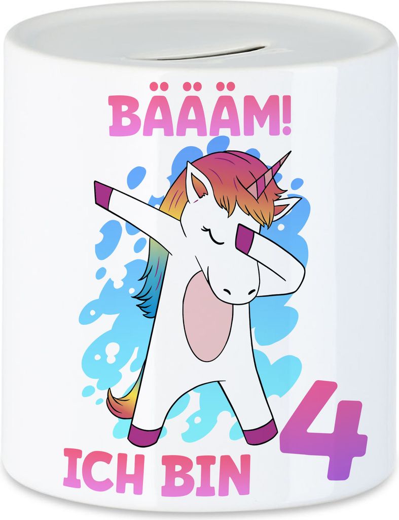 Bäääm Ich Bin 4 Spardose Einhorn 4. Geburtstag Geburtstagsgeschenk Einhorn-Fans Dabbing