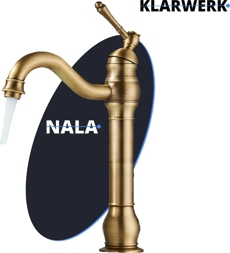 Miscelatore Lavabo Alto NALA Ottone Oro - Rubinetto Vintage Robusto