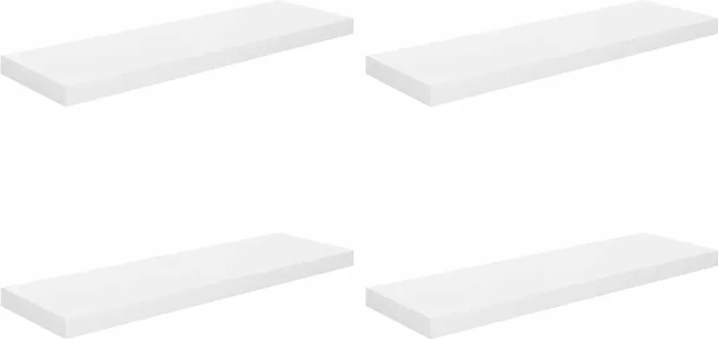 Kit 4 Mensole 80x23,5 cm MDF Bianco Lucido vidaXL - Montaggio Invisibile