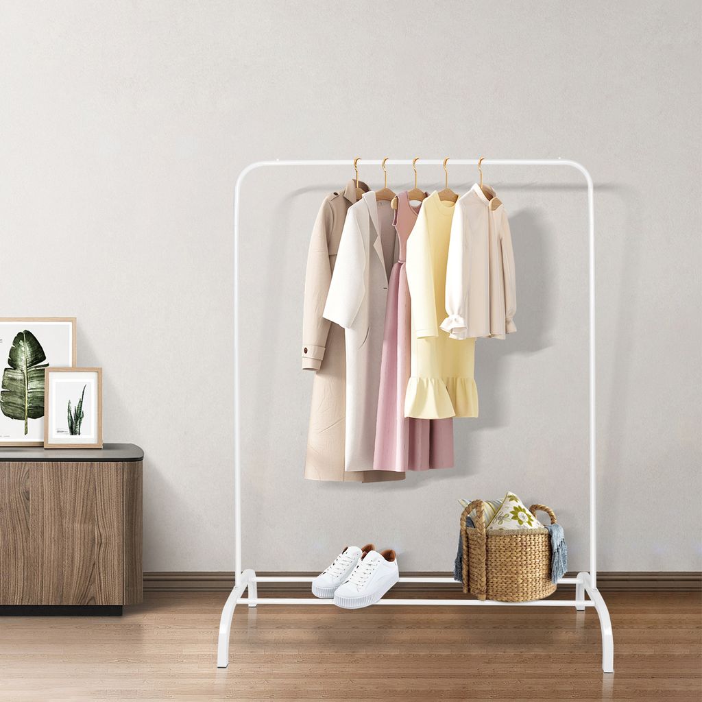 Kleiderständer Garderobenständer Kleiderstange mit unterem Gestell aus Metall 40*110*150cm Weiß