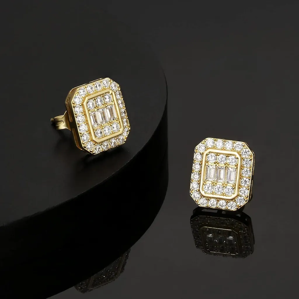 Regalo Uomo Orecchini KRKC&CO 10mm - Argento 925 Iced Out 14K - 4