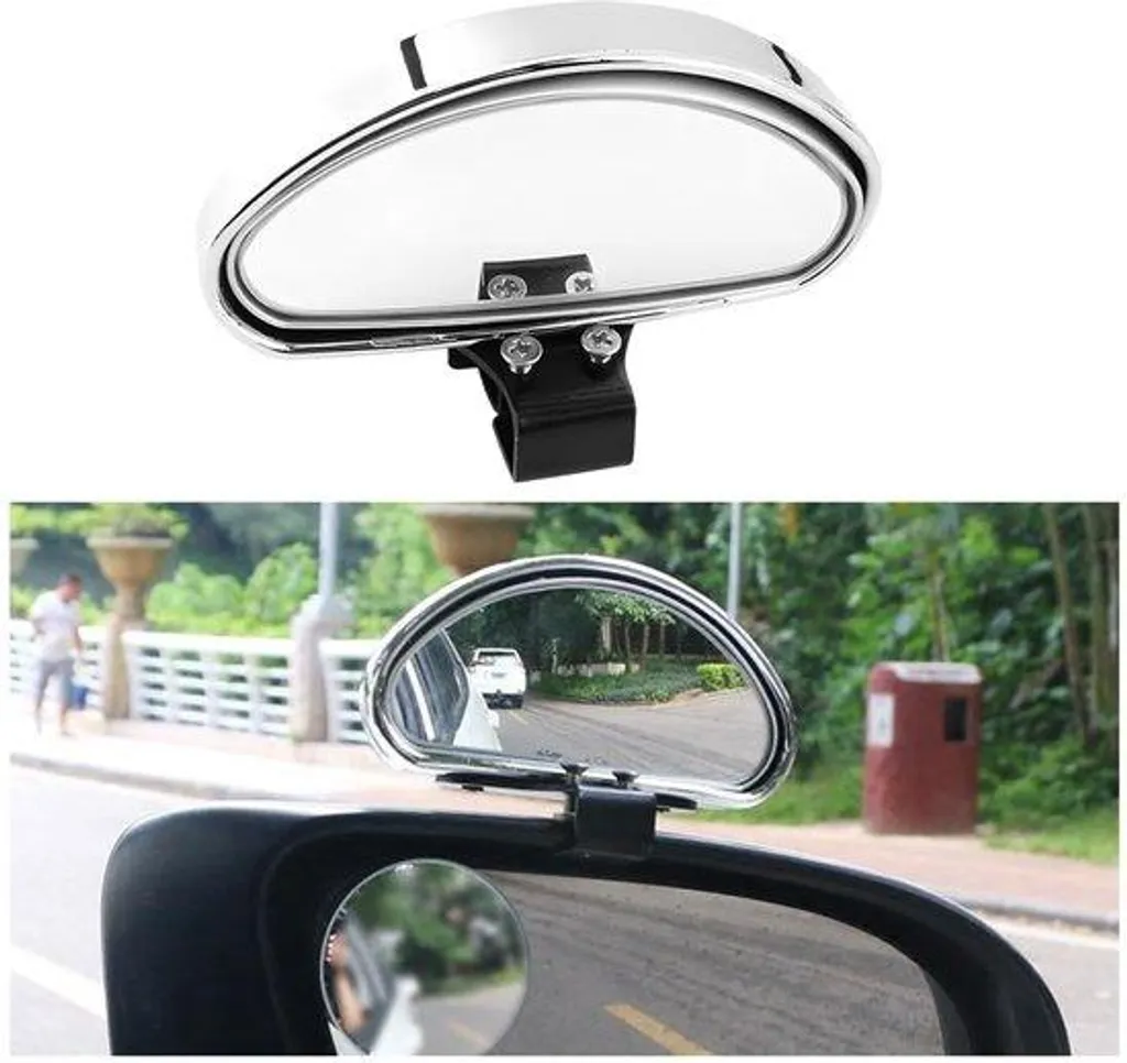 Lot de 2 miroirs d'angle mort sans cadre argent universels réglables