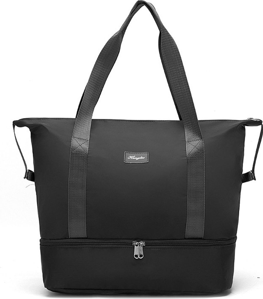 (Schwarz) Große Reisetasche, wasserdichte, erweiterbare Seesack-Turntasche, Weekender-Übernachttaschen für Reisetaschen