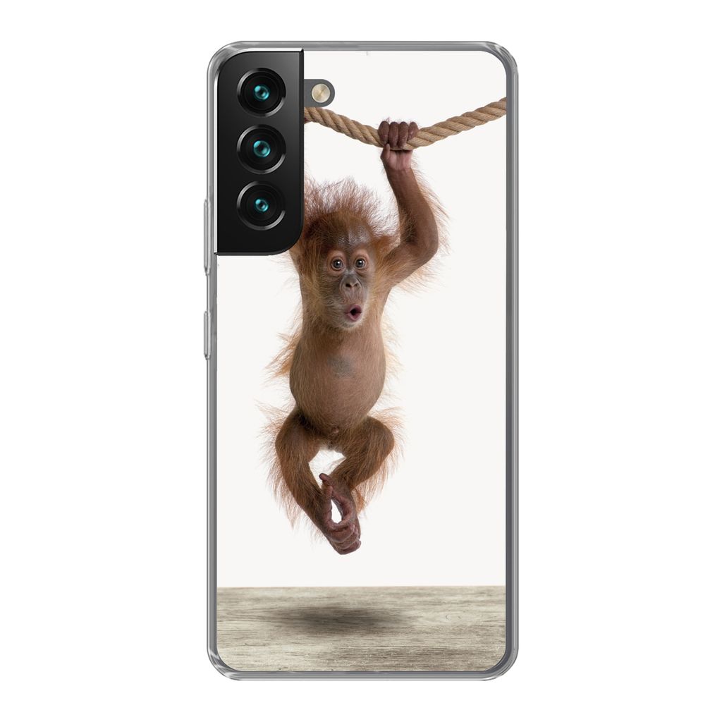 MuchoWow Handyhülle Schutzhülle Hülle für Samsung Galaxy S22 Plus Affe - Tiere - Kinder - Orang Utan - Jungen - Mädchen Silikon Softcase Han...