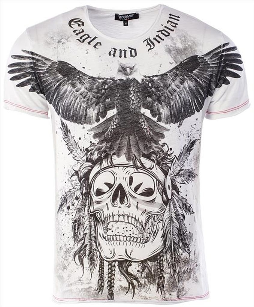 Herren-T-Shirt CARISMA Eagle and Indian Weiß CRM4524 XL