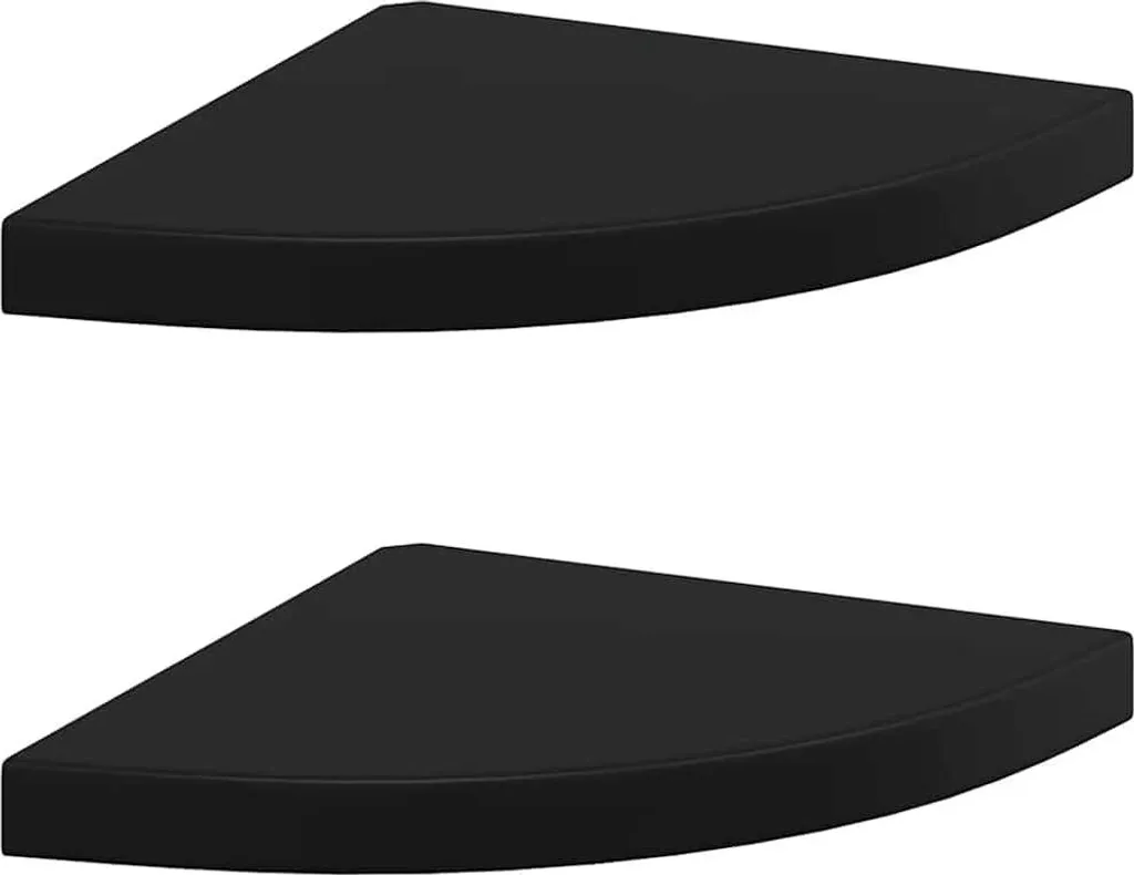 Set 2 Mensole Flottanti Angolari Nere 35x35cm - Design Minimalista