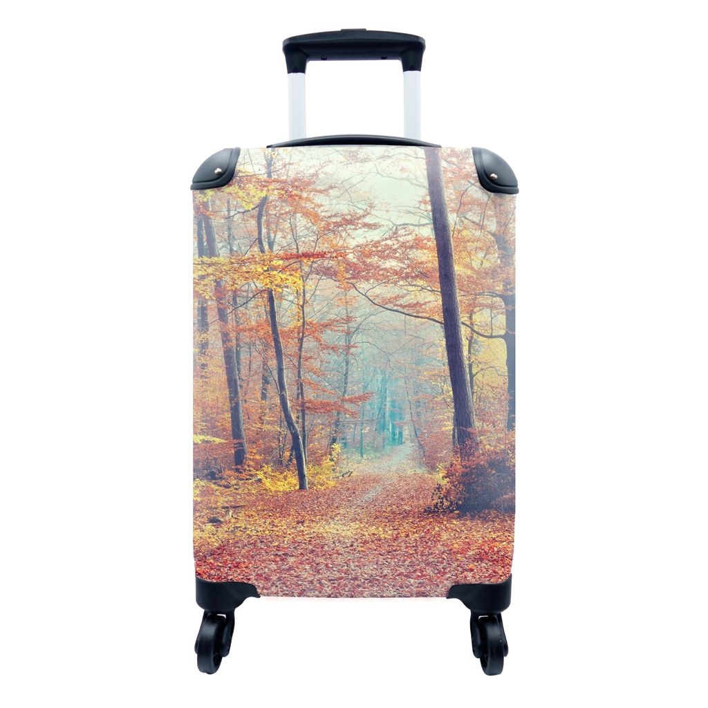 MuchoWow Koffer Handgepäck Trolley Rollkoffer Kleine Reisekoffer mit 4 Rollen - Wald - Herbst - Laub - Cabin Size < 55x40x23 cm & 55x40x20 cm - ...