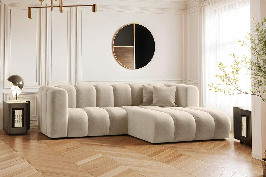 Kaiser Möbel Ecksofa, L-from, Sofa Grand modular stoff Salvador Beige Rechts