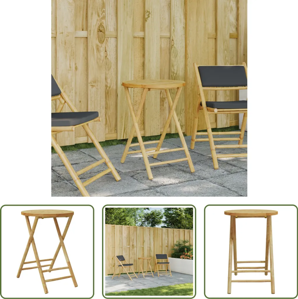 Tavolo da Picnic Pieghevole Ø55x75 cm in Bambù - Robusto per Esterno