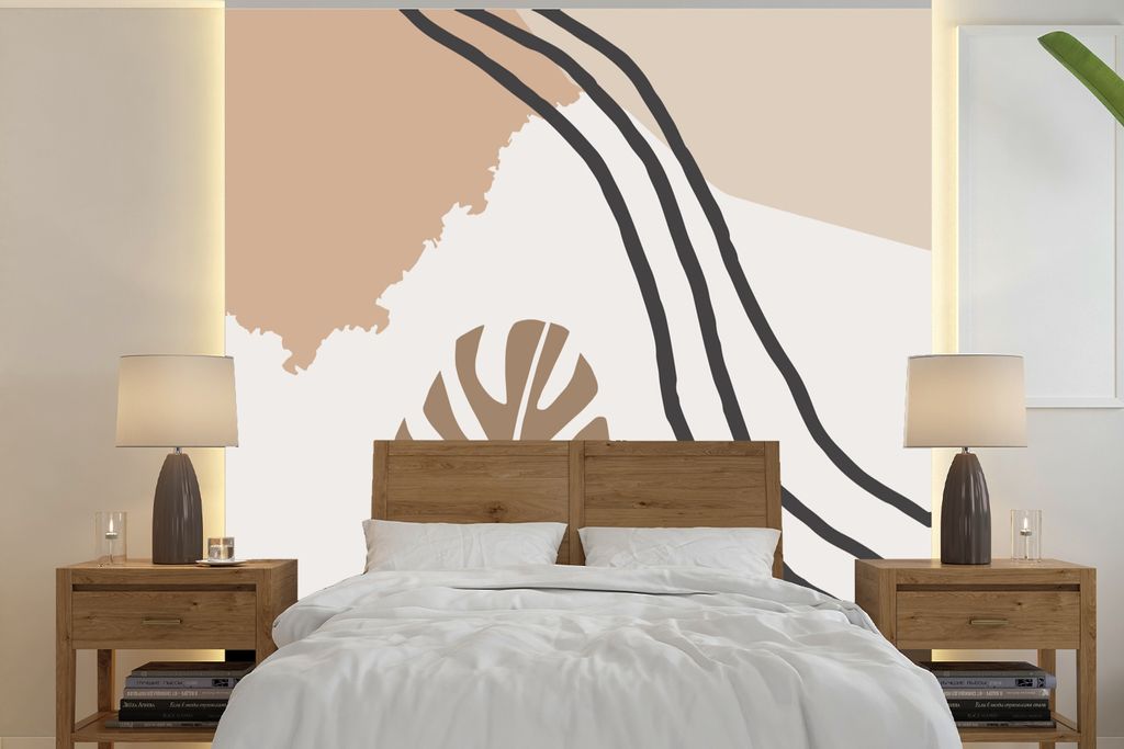 MuchoWow Fototapete für Wohnzimmer oder Schlafzimmer Wandtapete Vinyl Motivtapete Sommer - Abstrakt - Blatt - 260x260 cm - Papiertapeten