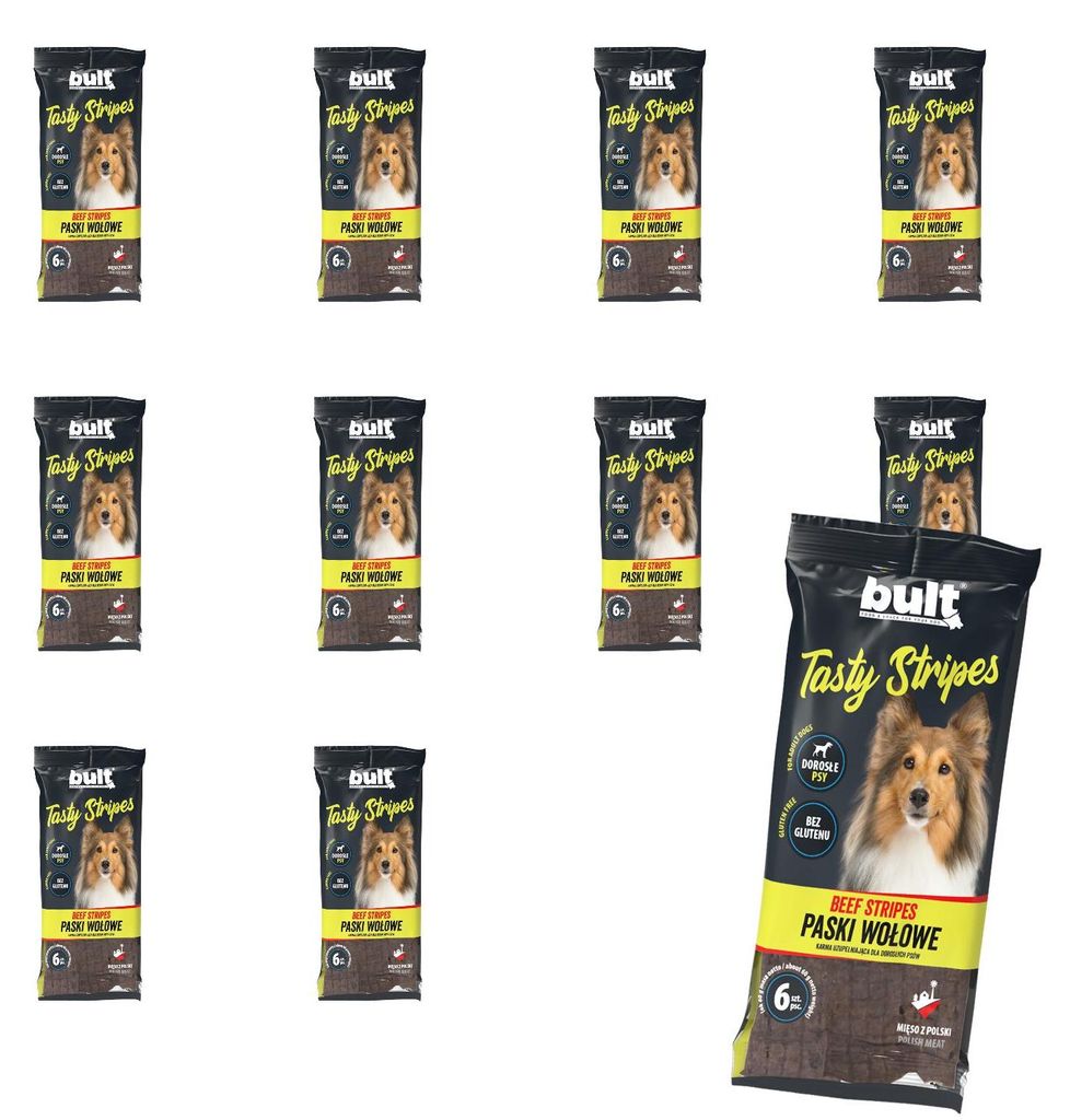 BULT | Hunde Snack Rind - Hundeleckerli Set 14x60g Strips - Produktbild 