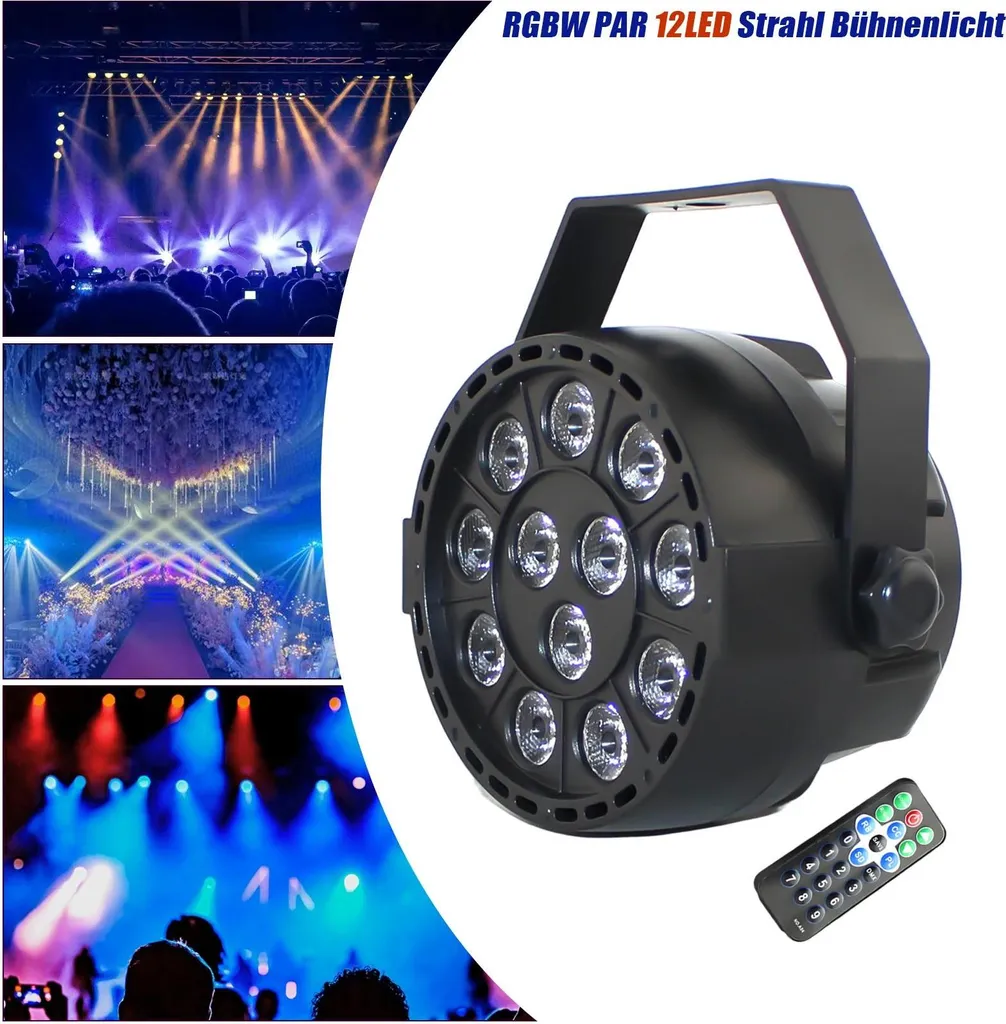 Mini Projecteur PAR LED 12x1W DMX - Éclairage DJ RGBW Fixe ou Automatique