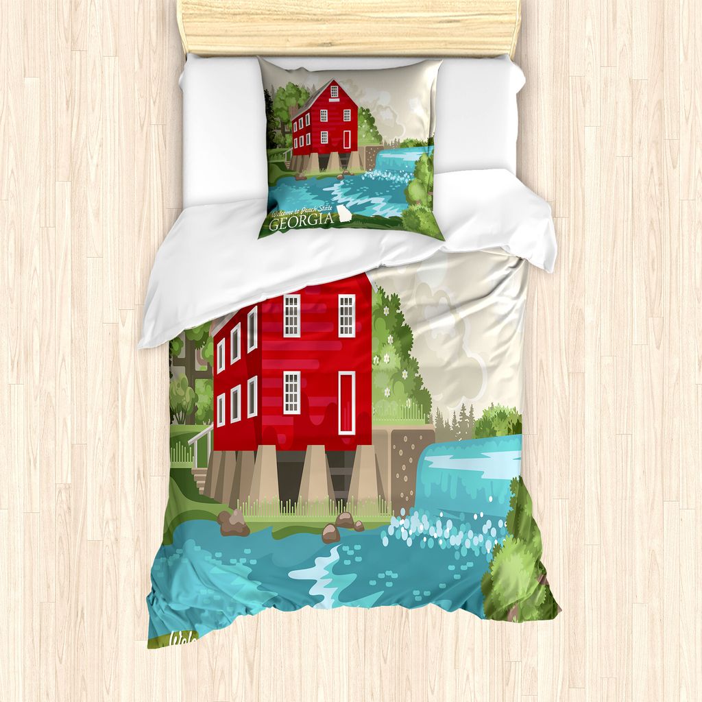 ABAKUHAUS Georgia Bettbezug Set für Einzelbetten, Haus in der Natur, Milbensicher Allergiker geeignet mit Kissenbezug, 135 cm x 200 cm - 80 x 80 c...