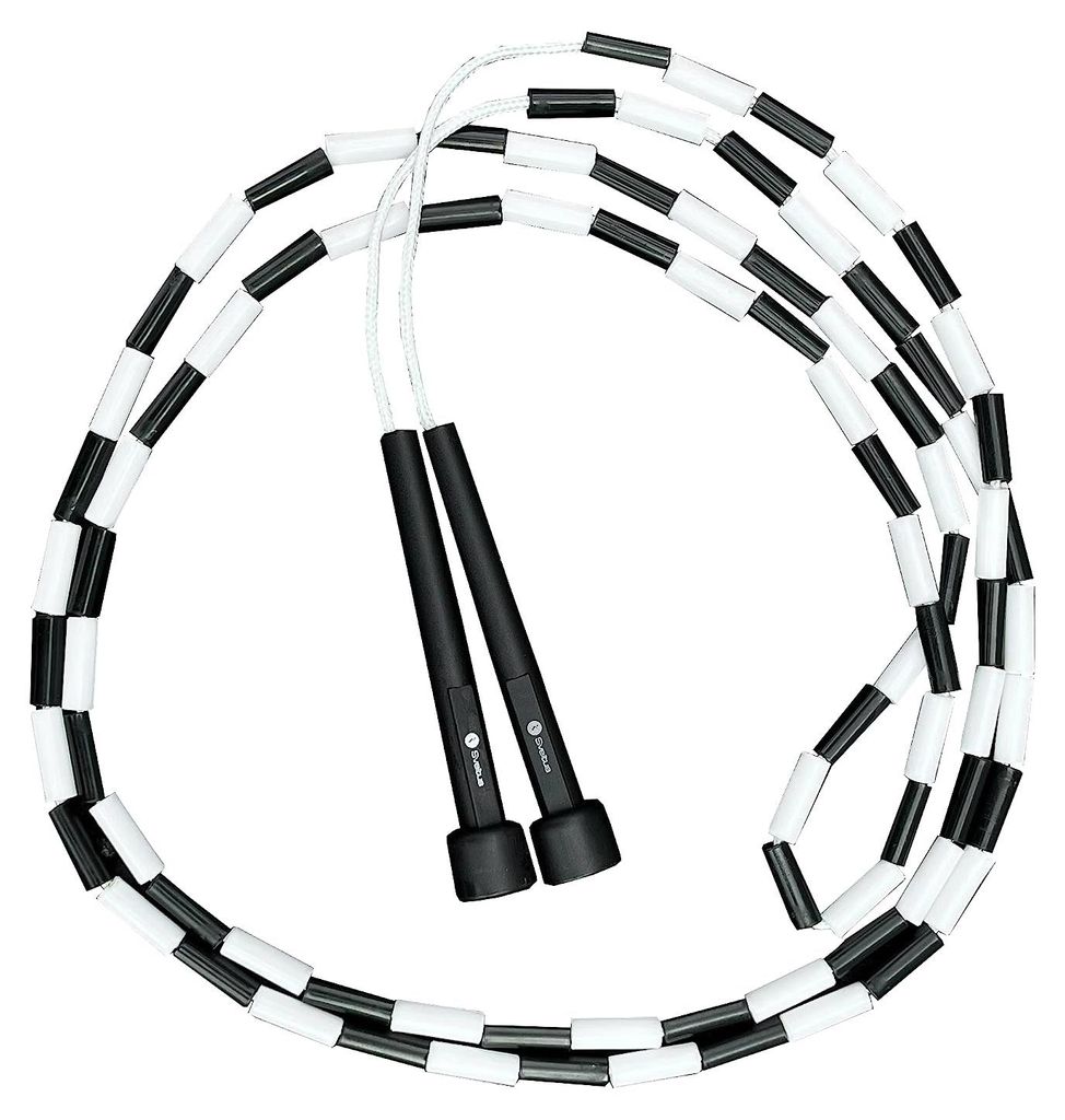 Springseil mit Perlen entlang der gesamten Länge, schwarz-weiß, Modell 2724