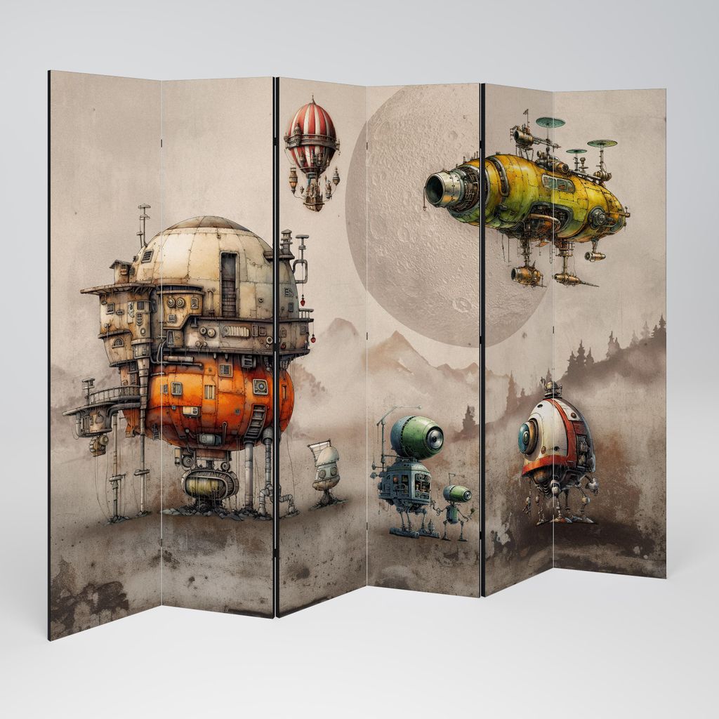 SpaceRebels Paravent Raumteiler - 6-teilig Raumtrenner, Druck 2-Seite - Raumtrenner - Trennwand Wohnung - Room Divider - Spanische Wand Deko Modern...