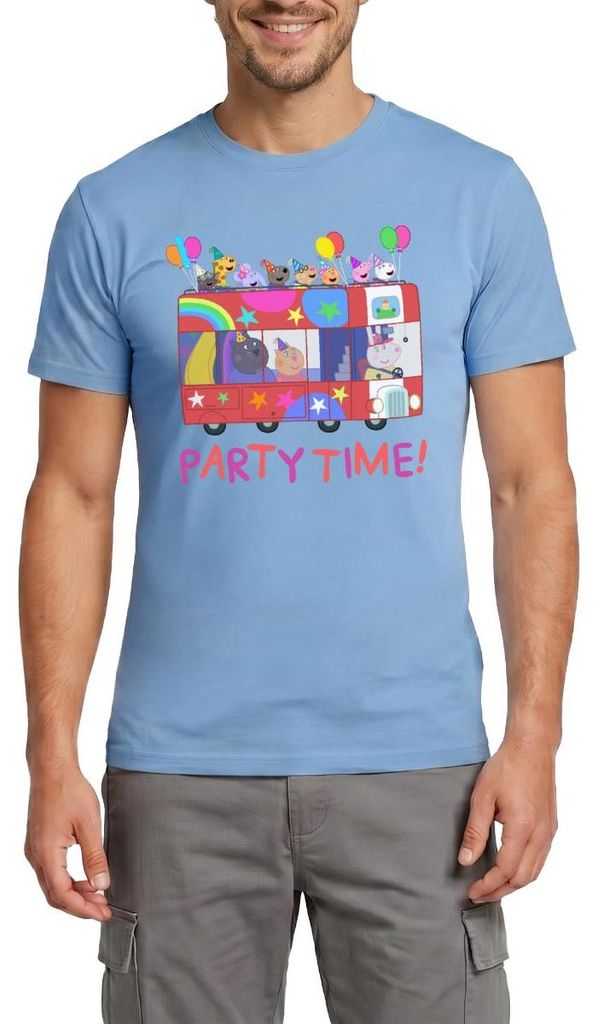 Spreadshirt Peppa Pig Design Party Time Mit Peppa Männer T-Shirt, M, Carolina Blue