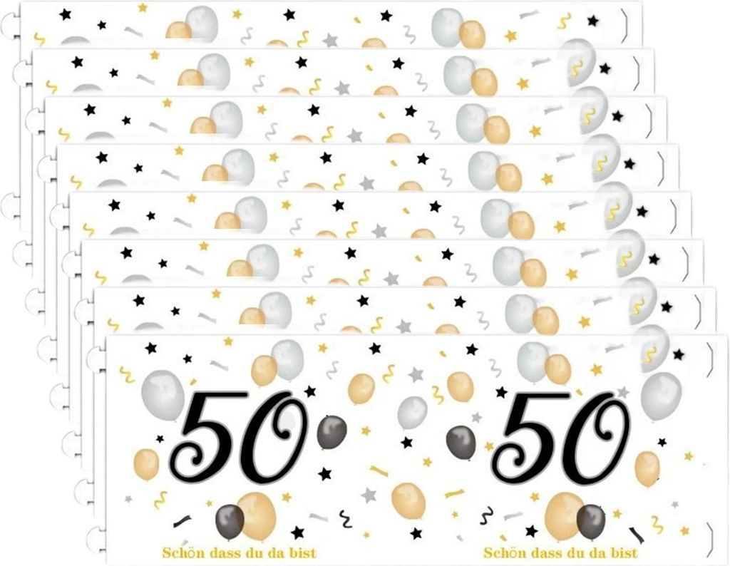 8 Windlicht Tischdeko 50 Geburtstag, Deko 50. Geburtstag Mann Frau, 50 Jahre Happy Birthday Tischdeko, Goldene Hochzeit Deko Tisch, Windlichter Dek...