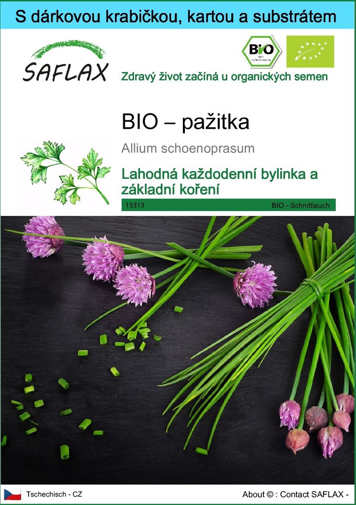 SAFLAX Dárková sada - BIO – pažitka - Allium schoenoprasum Obrázek produktu 