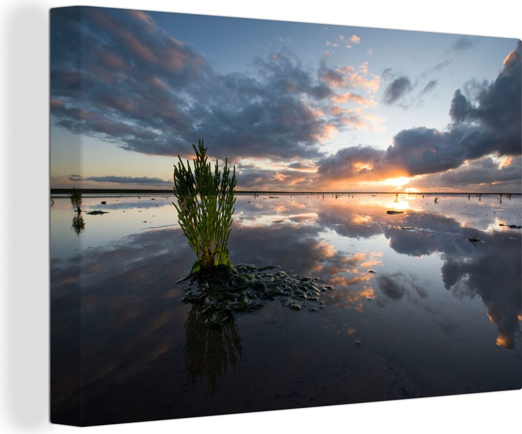 OneMillionCanvasses - Leinwandbilder - 140x90 cm, Meer - Watteninseln - Luft, Wandbilder Kunstdruck Wanddekoration - Foto auf Leinwand - Gemälde...