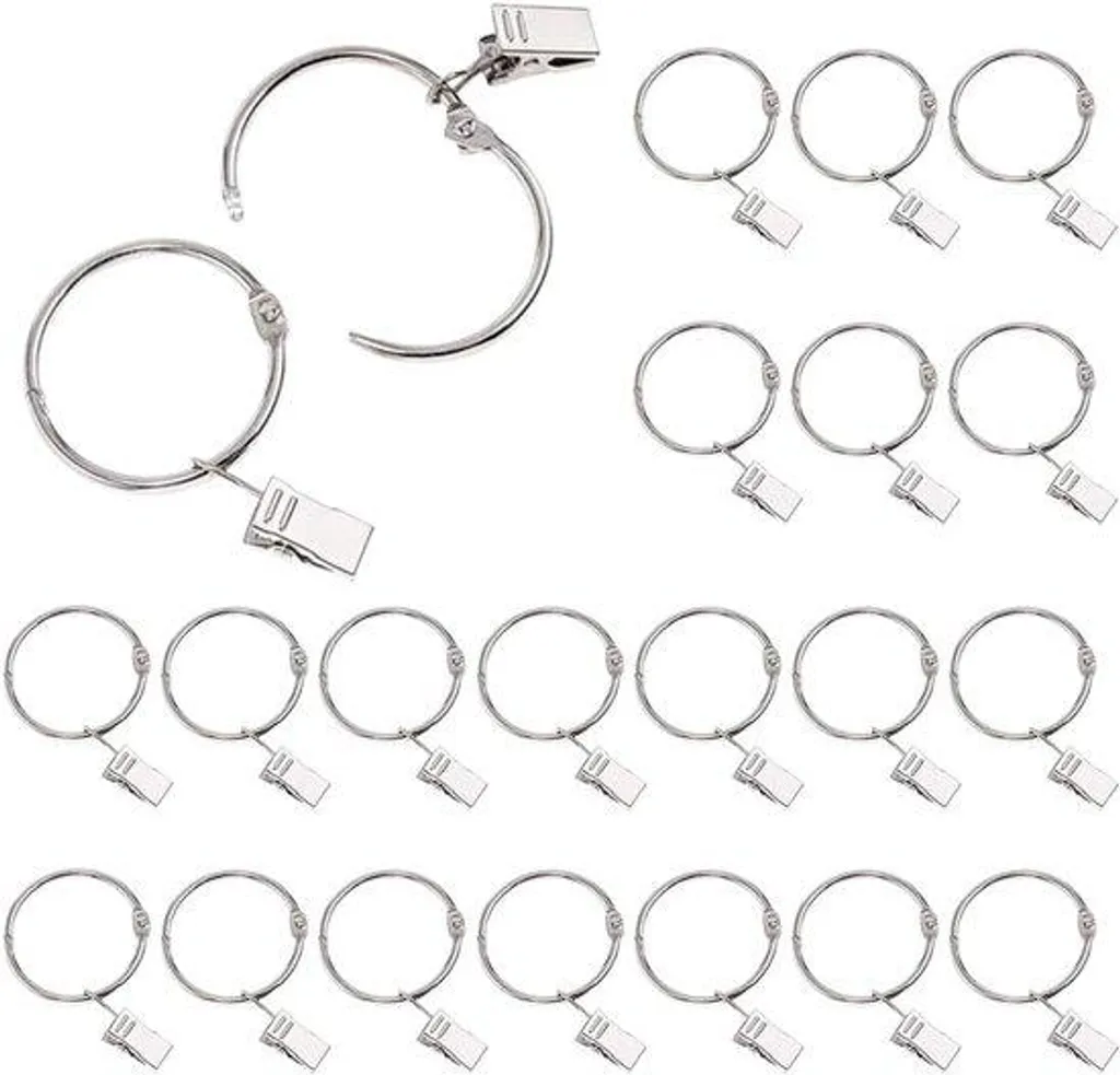 Anneaux de rideaux avec pinces en métal Ø 32 mm pour tringle ronde