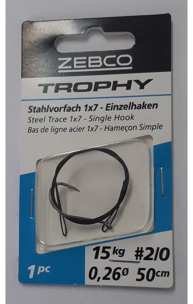 Zebco Trophy Stahlvorfach 1x7 Einzelhaken 50cm 15kg