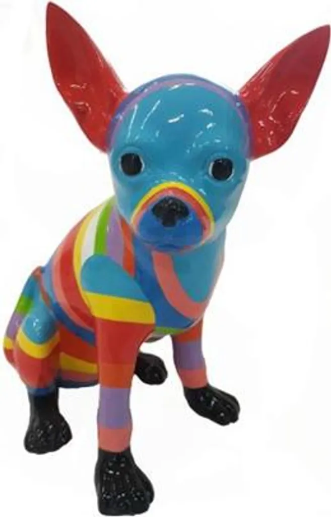 Décoration de maison chien statue multicolore pour salon et terrasse