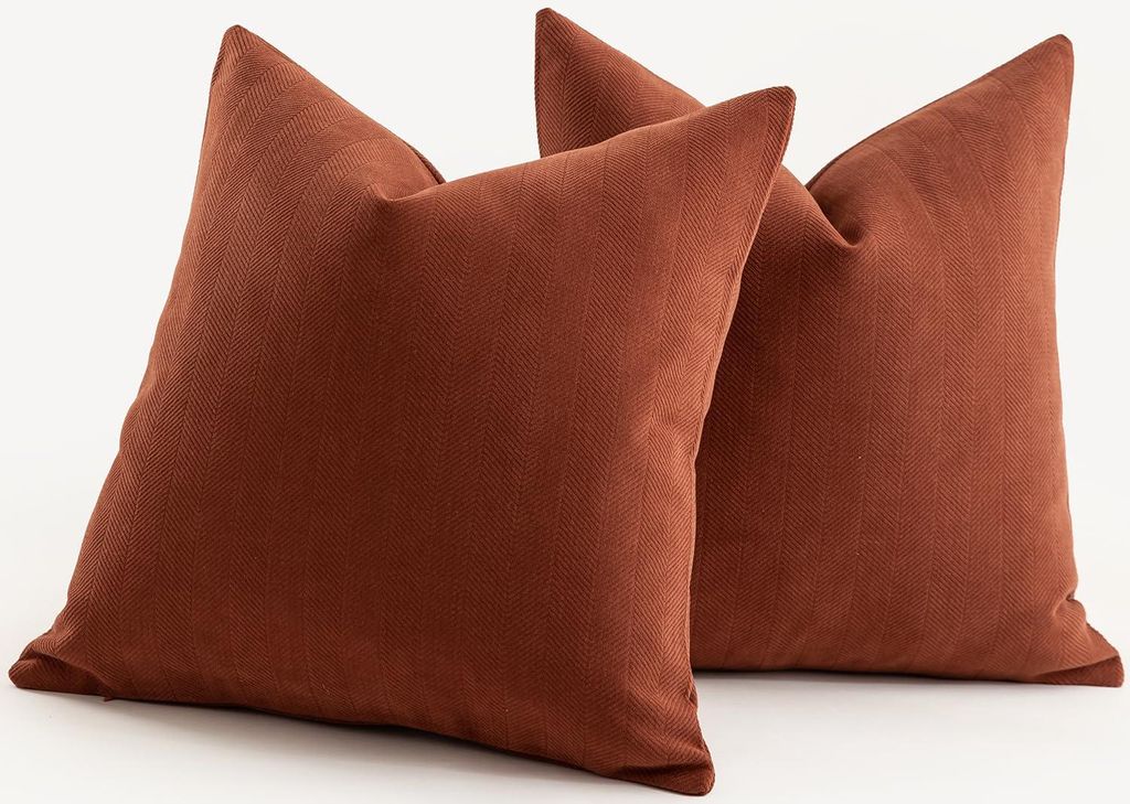 Set mit 2 Kissenbezügen, 40 x 40 cm, rostbrauner Chenille, weich, strapazierfähig, moderne Dekokissenbezüge für Sofa, Wohnzimmer, Schlafzimmer