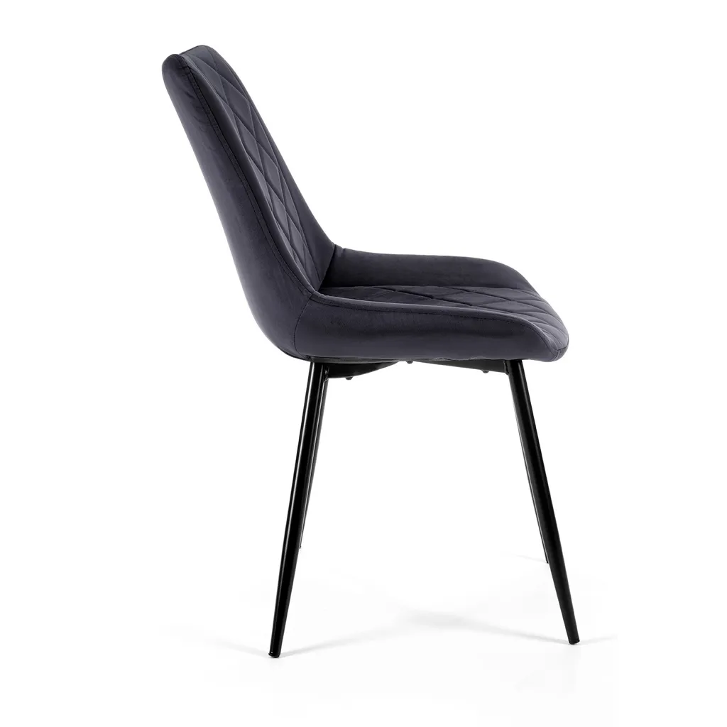 Chaise de Table en Velours Noir au Design Moderne et Pieds Robustes - 2