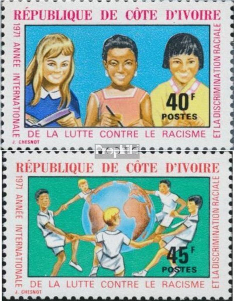 Briefmarken Elfenbeinküste 1971 Mi 389-390 (kompl.Ausg.) postfrisch Jahr gegen Rassendiskriminierung