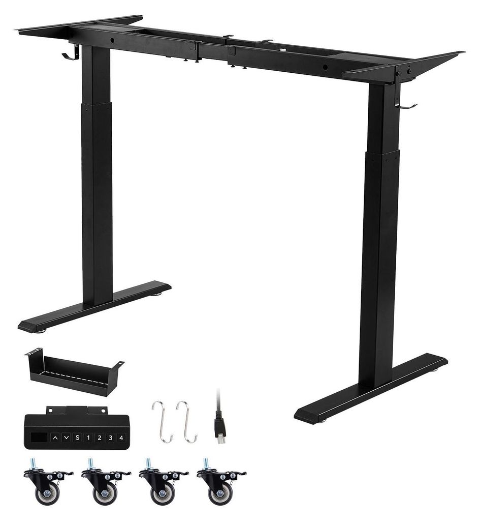 Tischgestell für Schreibtisch - Elektrisch höhenverstellbar - 2 Motoren - Tragkraft 125 kg - Memory-Funktion - Höhenanzeige - Antikollisionsschu...