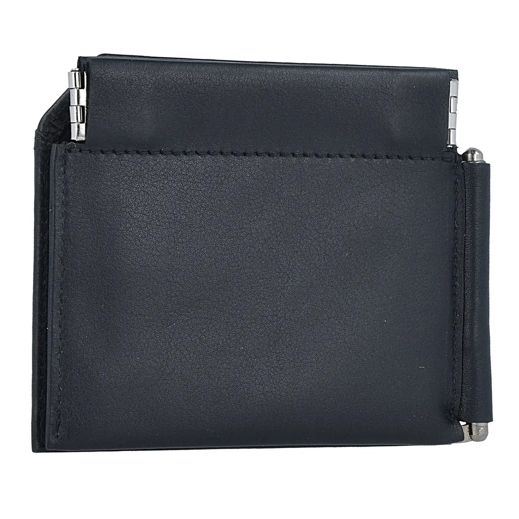Mini Portefeuille avec Pince à Billets en Cuir Noir Polo Golden Head