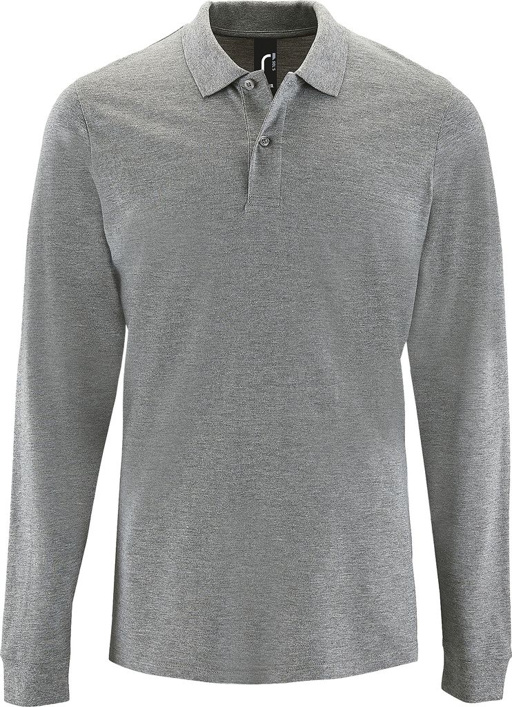 SOLS Herren Perfect Langarm Pique Polohemd PC2912 (L) (Mergel Grau)