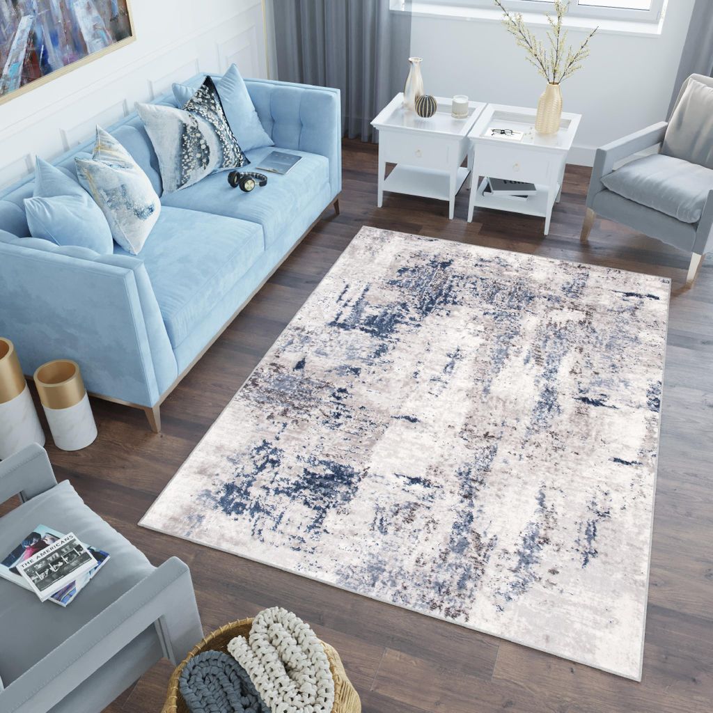 Tapiso Teppich SKY Modern Creme Grau Blau Wohnzimmer 250 x 350 cm