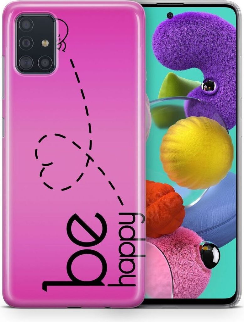 Handyhülle Schutzhülle für Samsung Galaxy A22 4G Case Cover Tasche Bumper Etuis TPU, Modell:Samsung Galaxy A22 4G, Motiv auswählen:Be Happy Pink