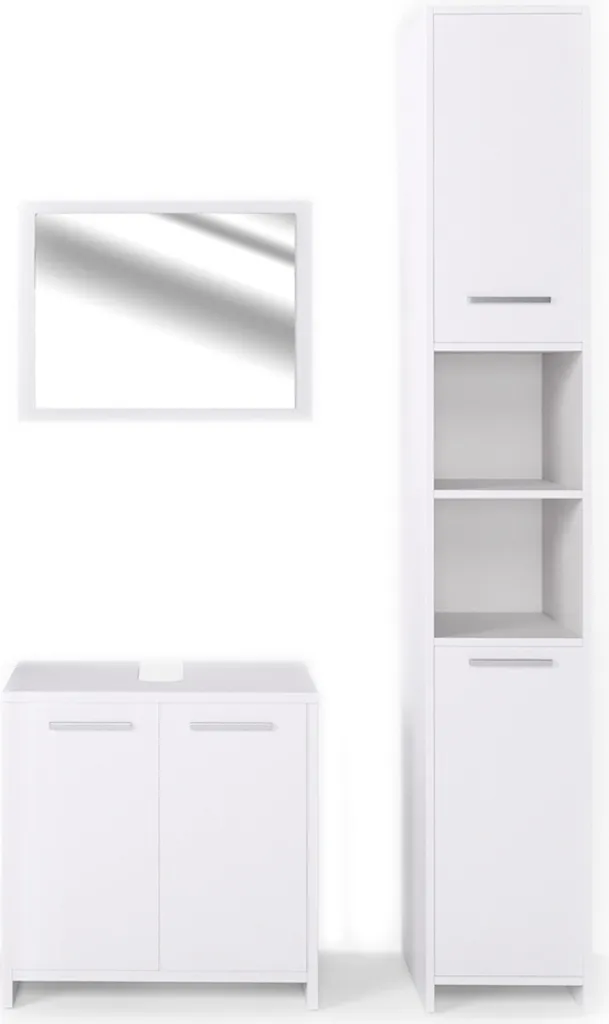 Meubles Vicco Kiko Blanc 3 pièces : design épuré et grande armoire haute