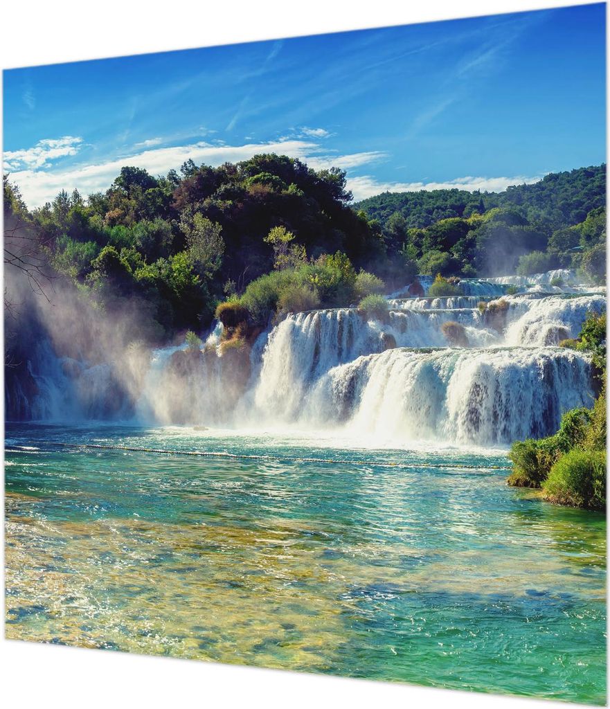 Wandtapete - Dekorative Tapete für Wohnzimmer - Tapetenfolie für Wanddekoration - 250x250 cm - Wasserfalllandschaft