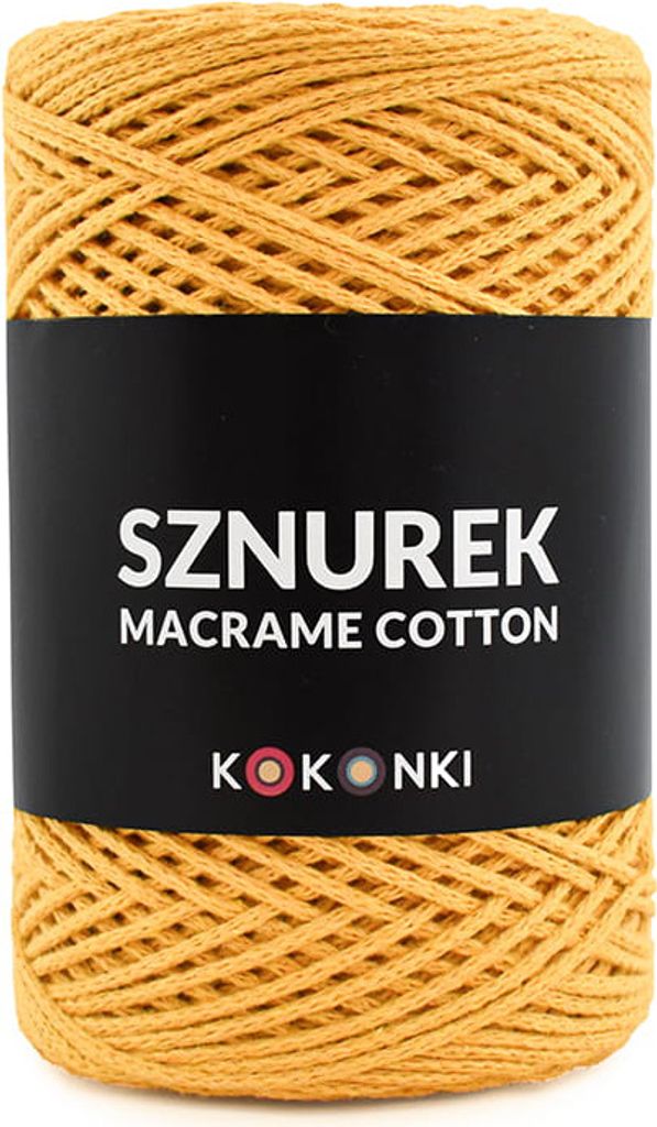 Macrame Baumwollgarn Kokonki 2mm, 200m Rolle - Mustard Gelb, Ideal zum Stricken.