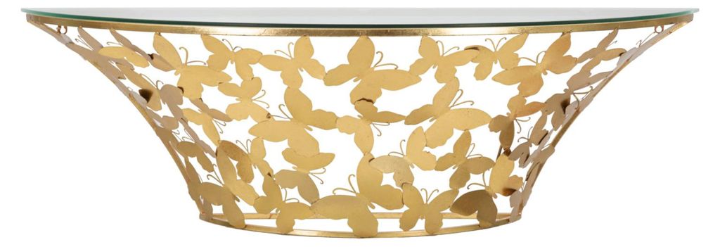 Wandkonsole "Schmetterlinge" in Gold – Halbrunde Konsole Produktbild 