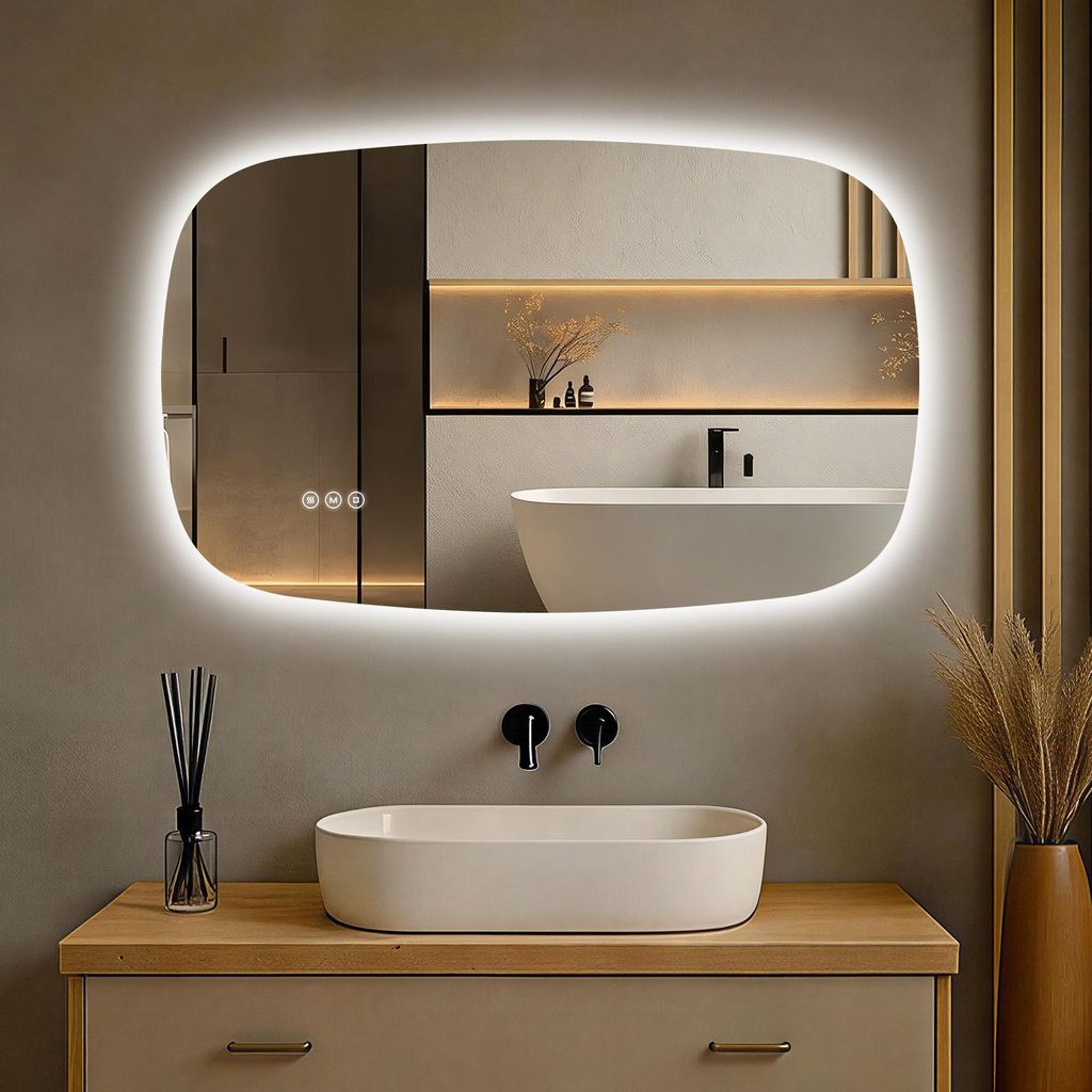 S'AFIELINA 80×50 cm lustro ścienne LED - lustro łazienkowe Zdjęcie produktu 