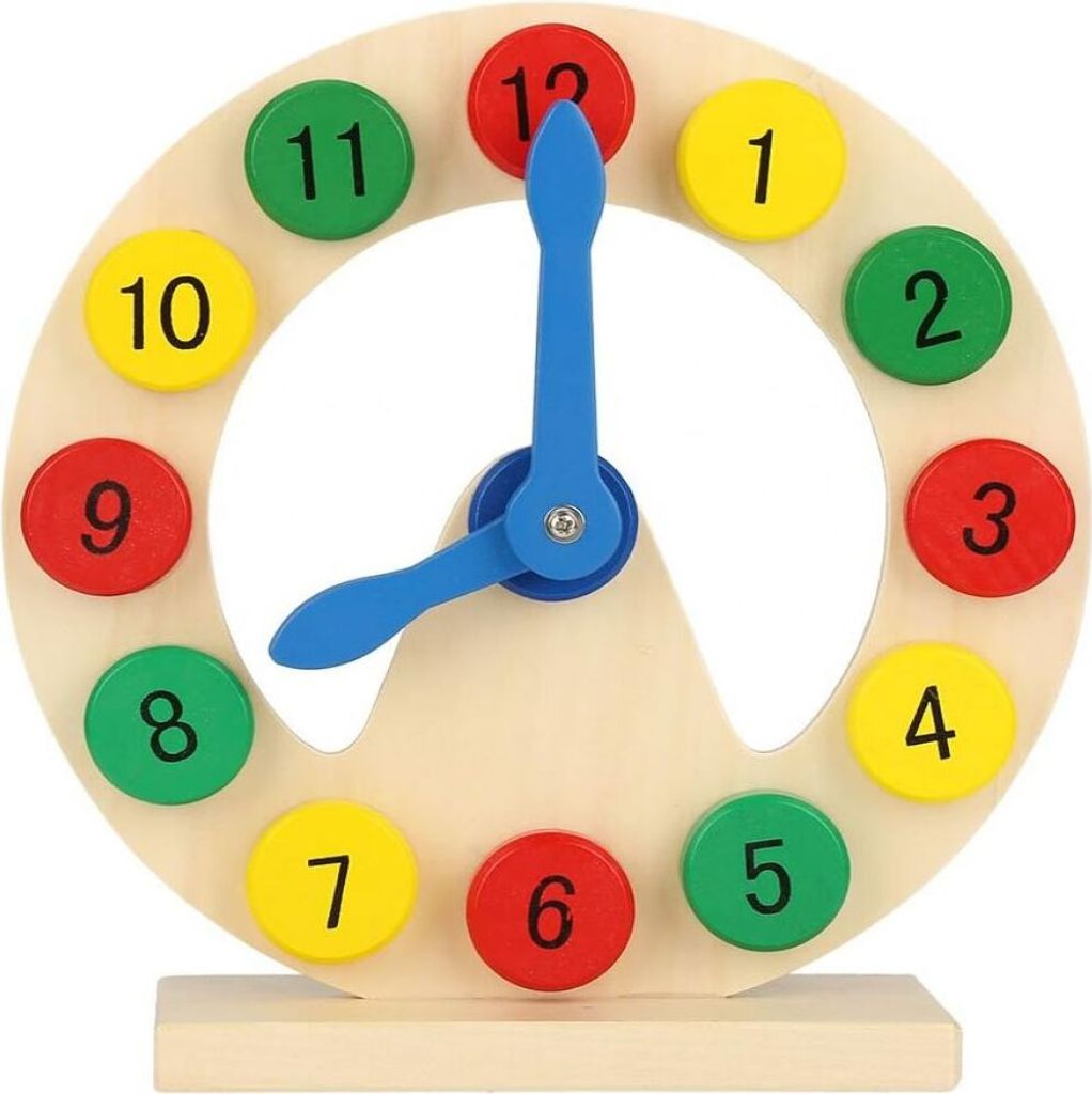 Lernuhr 1-12, Lernspielzeug, Lerngeschenk für Kleinkinder, Kinder, Baby, aus Holz, bunt