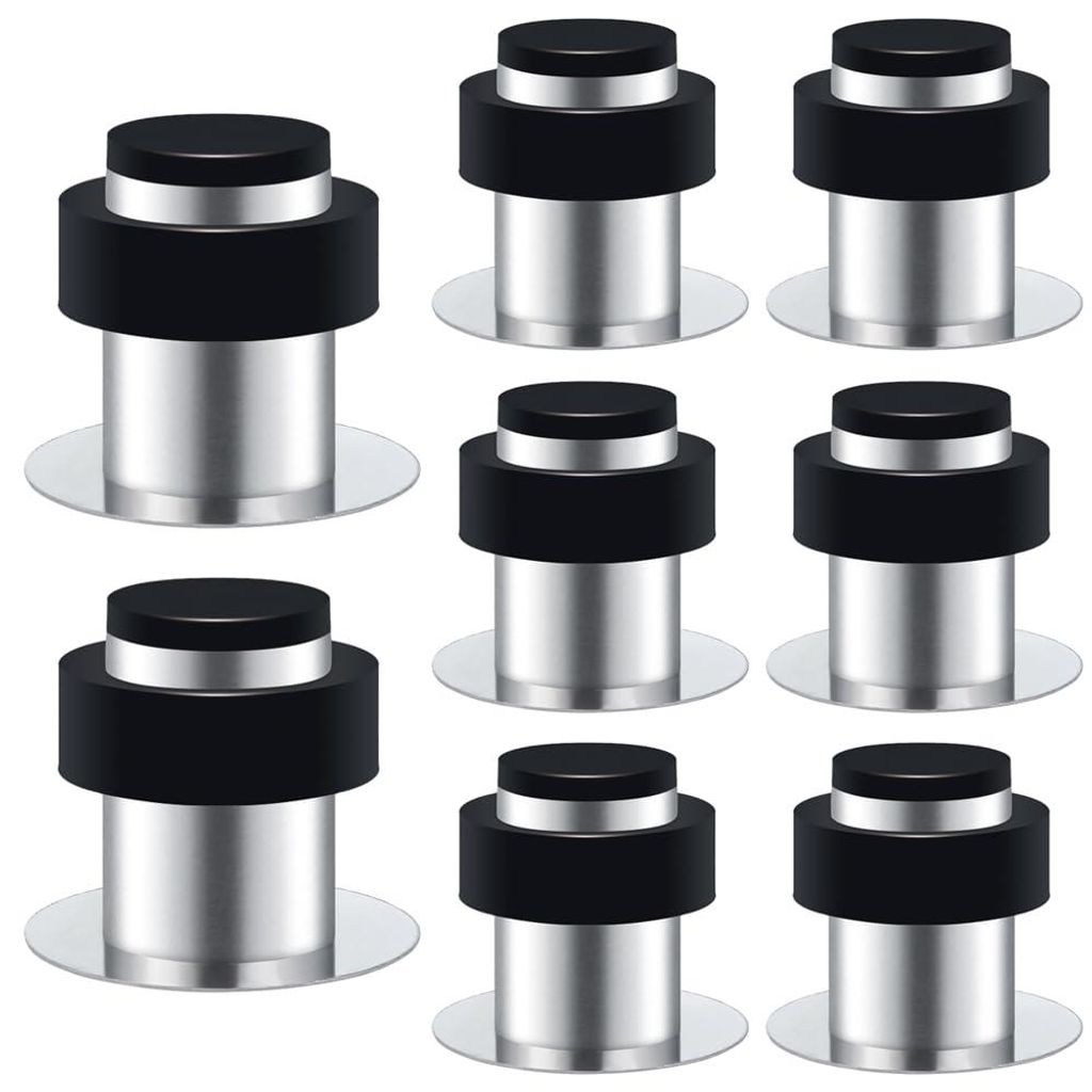 Set mit 8 Türstoppern aus Edelstahl für Boden und Wand, inklusive 3M-Klebestreifen und Schrauben zum Schutz von Wänden und Möbeln, ø 32 mm, H...